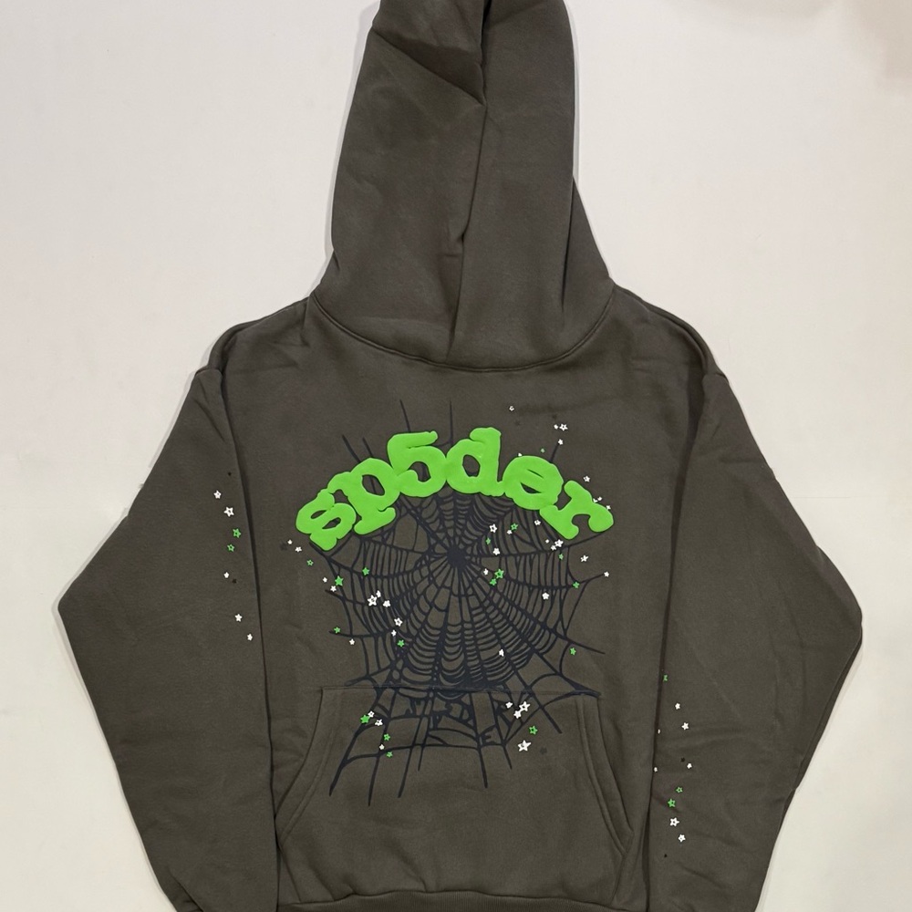 Spider Hoodie Grey/Green Size Medium